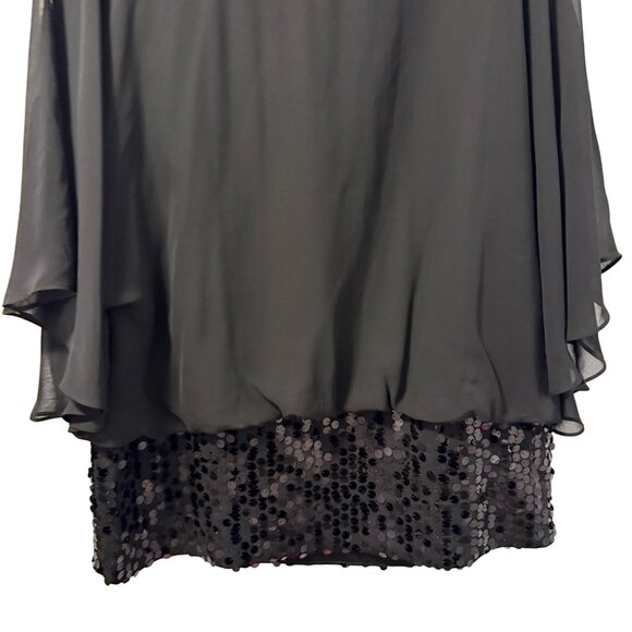Black Roz & Ali Chiffon Blouse With Sequined Hem Womens Size L Blouse - Picture 6 of 12